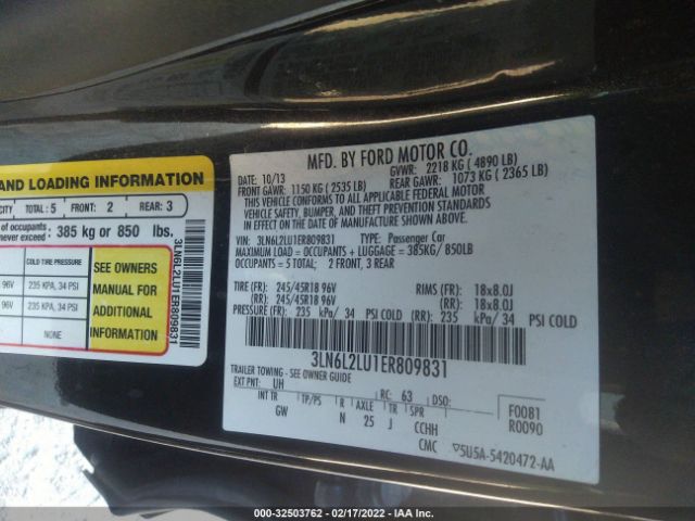 Photo 8 VIN: 3LN6L2LU1ER809831 - LINCOLN MKZ 