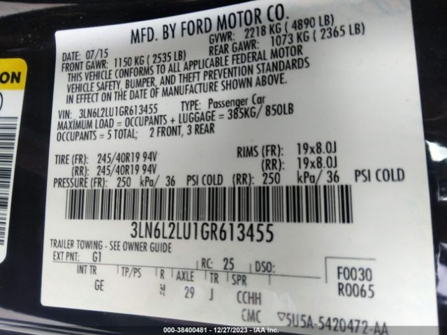 Photo 8 VIN: 3LN6L2LU1GR613455 - LINCOLN MKZ HYBRID 