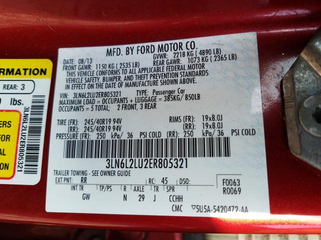 Photo 9 VIN: 3LN6L2LU2ER805321 - LINCOLN MKZ HYBRID 