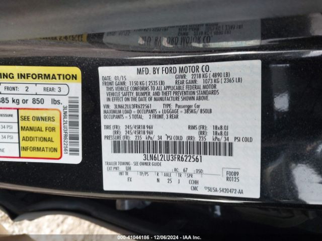 Photo 8 VIN: 3LN6L2LU3FR622561 - LINCOLN MKZ 