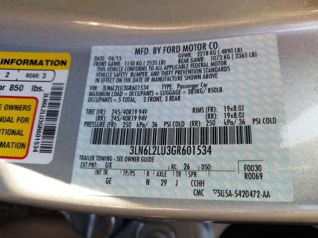 Photo 9 VIN: 3LN6L2LU3GR601534 - LINCOLN MKZ HYBRID 