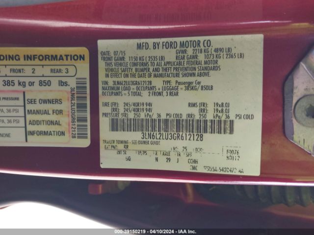 Photo 8 VIN: 3LN6L2LU3GR612128 - LINCOLN MKZ HYBRID 