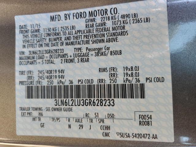 Photo 11 VIN: 3LN6L2LU3GR628233 - LINCOLN MKZ 