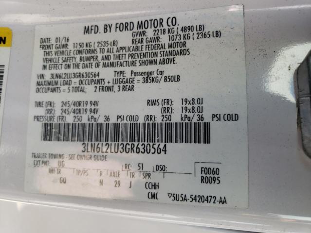 Photo 12 VIN: 3LN6L2LU3GR630564 - LINCOLN MKZ HYBRID 