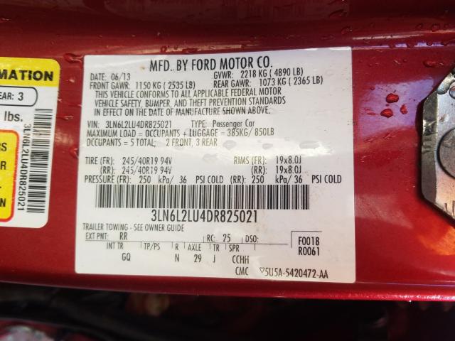 Photo 9 VIN: 3LN6L2LU4DR825021 - LINCOLN MKZ HYBRID 