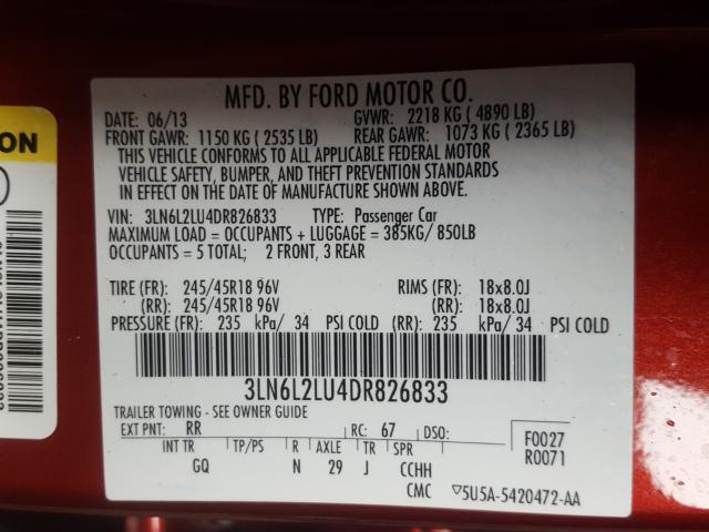 Photo 9 VIN: 3LN6L2LU4DR826833 - LINCOLN MKZ HYBRID 