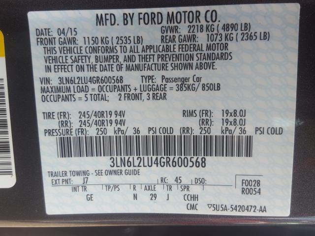 Photo 9 VIN: 3LN6L2LU4GR600568 - LINCOLN MKZ HYBRID 