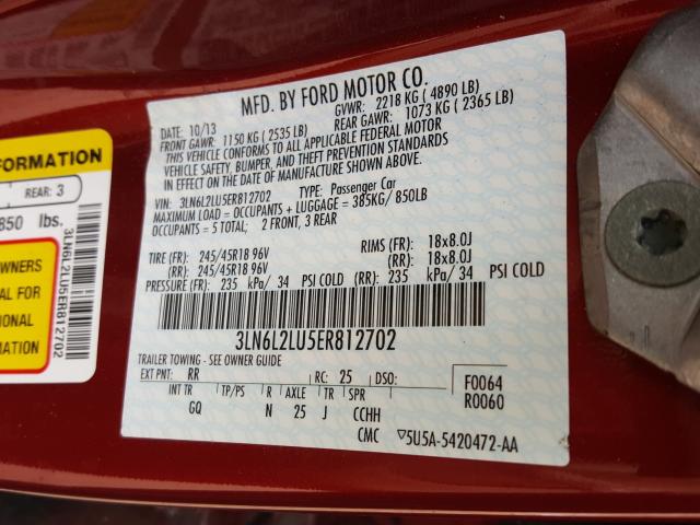 Photo 9 VIN: 3LN6L2LU5ER812702 - LINCOLN MKZ HYBRID 