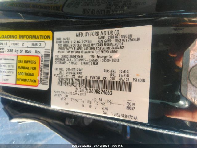 Photo 8 VIN: 3LN6L2LU6DR824663 - LINCOLN MKZ HYBRID 