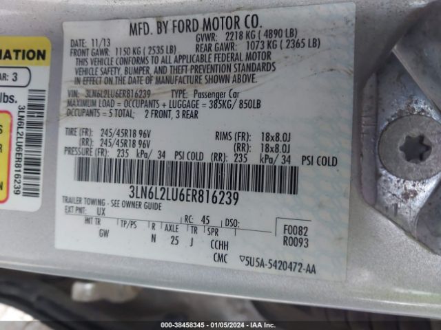 Photo 8 VIN: 3LN6L2LU6ER816239 - LINCOLN MKZ HYBRID 