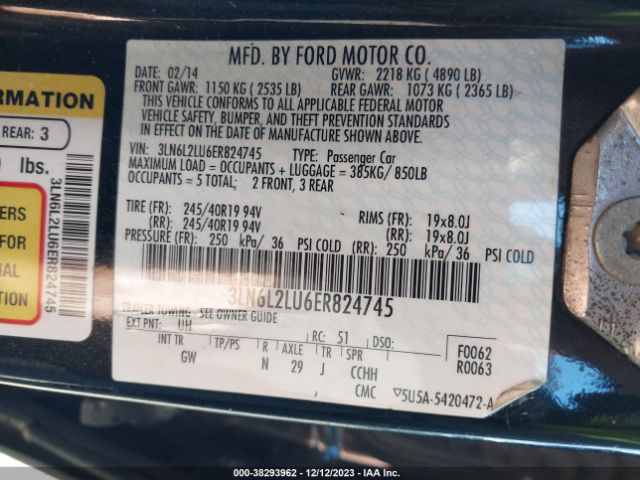 Photo 8 VIN: 3LN6L2LU6ER824745 - LINCOLN MKZ HYBRID 