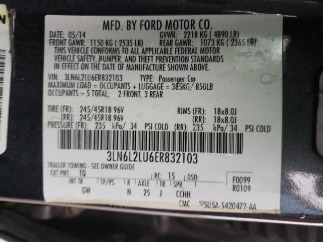 Photo 9 VIN: 3LN6L2LU6ER832103 - LINCOLN MKZ HYBRID 