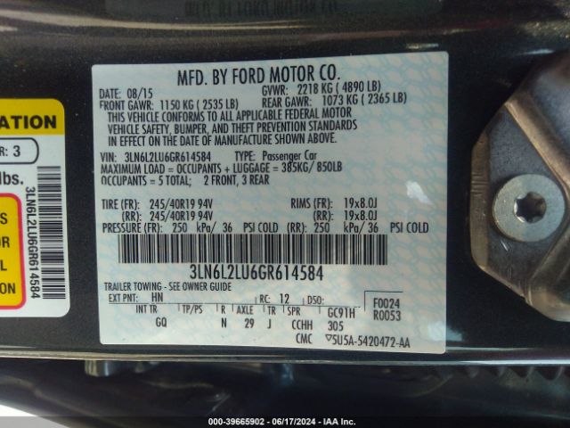 Photo 8 VIN: 3LN6L2LU6GR614584 - LINCOLN MKZ 