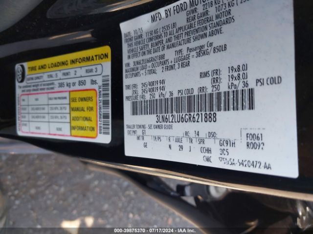 Photo 8 VIN: 3LN6L2LU6GR621888 - LINCOLN MKZ 