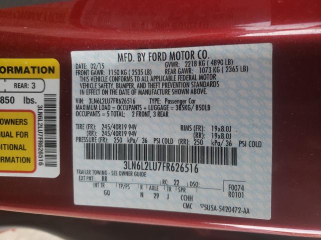 Photo 9 VIN: 3LN6L2LU7FR626516 - LINCOLN MKZ HYBRID 