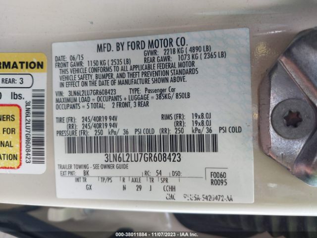 Photo 8 VIN: 3LN6L2LU7GR608423 - LINCOLN MKZ HYBRID 