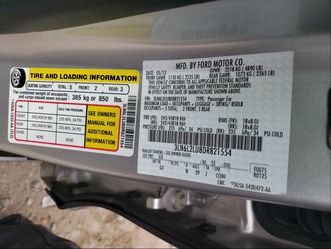 Photo 9 VIN: 3LN6L2LU8DR821554 - LINCOLN MKZ HYBRID 