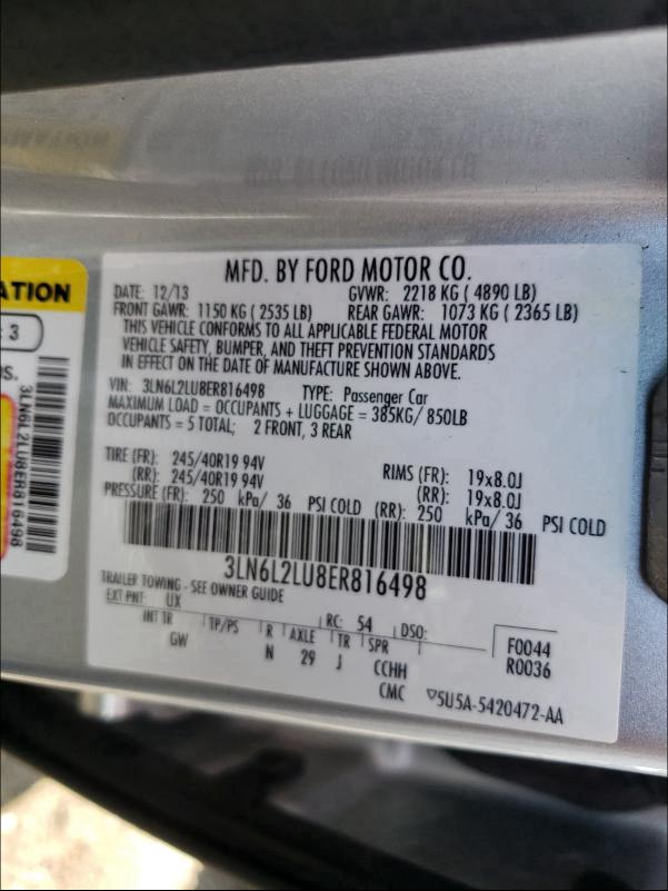 Photo 9 VIN: 3LN6L2LU8ER816498 - LINCOLN MKZ HYBRID 