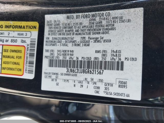 Photo 8 VIN: 3LN6L2LU8GR621567 - LINCOLN MKZ HYBRID 