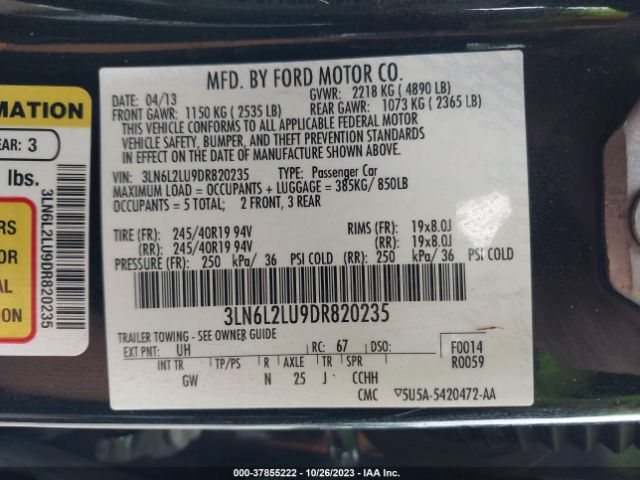 Photo 8 VIN: 3LN6L2LU9DR820235 - LINCOLN MKZ HYBRID 