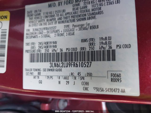 Photo 8 VIN: 3LN6L2LU9FR610527 - LINCOLN MKZ HYBRID 