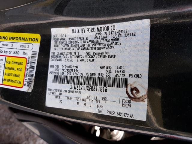 Photo 9 VIN: 3LN6L2LUXFR611816 - LINCOLN MKZ HYBRID 