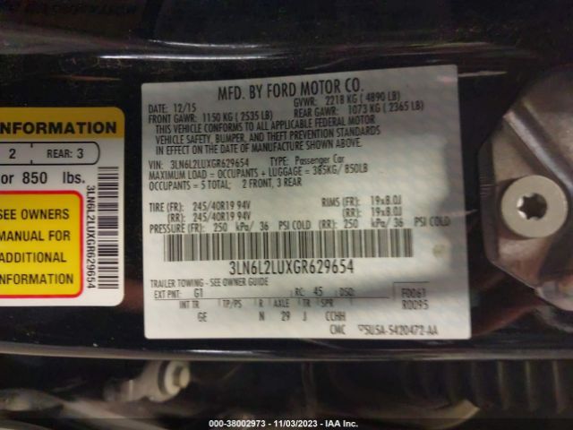 Photo 8 VIN: 3LN6L2LUXGR629654 - LINCOLN MKZ HYBRID 