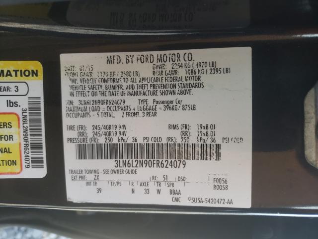 Photo 9 VIN: 3LN6L2N90FR624079 - LINCOLN MKZ BLACK 