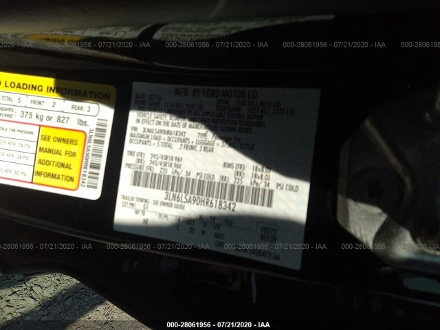 Photo 8 VIN: 3LN6L5A90HR618342 - LINCOLN MKZ PREMIE 