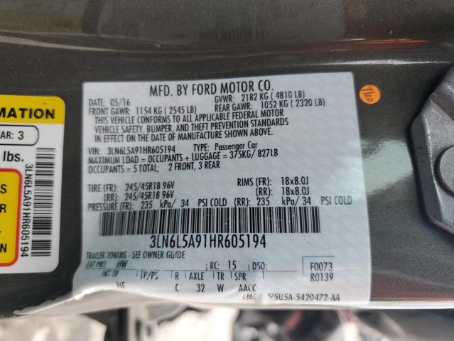 Photo 11 VIN: 3LN6L5A91HR605194 - LINCOLN MKZ PREMIE 