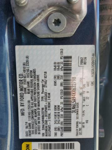 Photo 9 VIN: 3LN6L5A94KR632798 - LINCOLN MKZ 