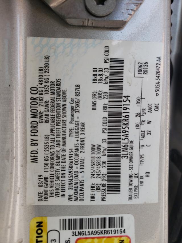 Photo 9 VIN: 3LN6L5A95KR619154 - LINCOLN MKZ 