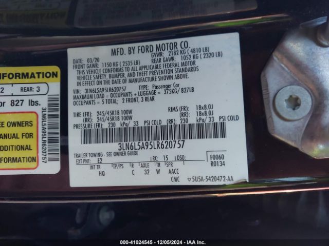 Photo 8 VIN: 3LN6L5A95LR620757 - LINCOLN MKZ 