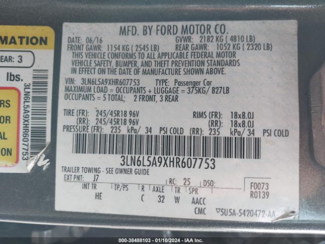 Photo 8 VIN: 3LN6L5A9XHR607753 - LINCOLN MKZ 