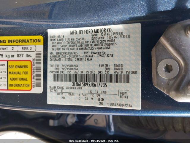 Photo 8 VIN: 3LN6L5B95JR617935 - LINCOLN MKZ 