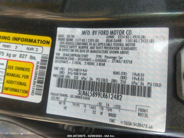 Photo 8 VIN: 3LN6L5B99LR612482 - LINCOLN MKZ 