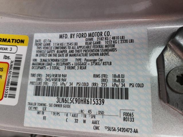 Photo 9 VIN: 3LN6L5C90HR615339 - LINCOLN MKZ SELECT 