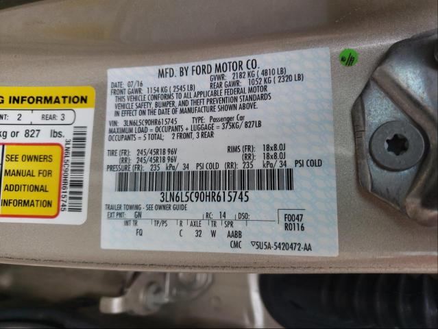 Photo 9 VIN: 3LN6L5C90HR615745 - LINCOLN MKZ SELECT 