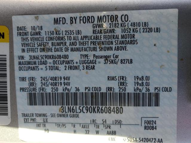 Photo 11 VIN: 3LN6L5C90KR608480 - LINCOLN MKZ 