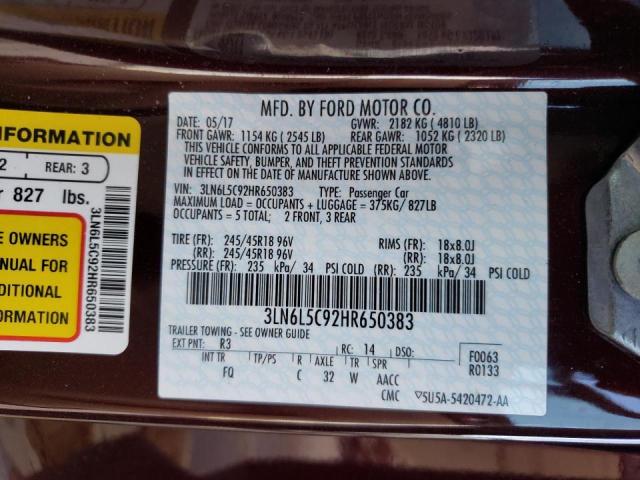 Photo 12 VIN: 3LN6L5C92HR650383 - LINCOLN MKZ SELECT 