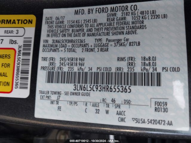 Photo 8 VIN: 3LN6L5C93HR655365 - LINCOLN MKZ 