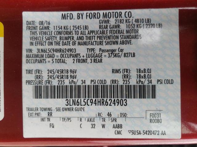 Photo 9 VIN: 3LN6L5C94HR624903 - LINCOLN MKZ SELECT 