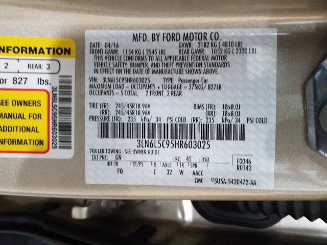 Photo 9 VIN: 3LN6L5C95HR603025 - LINCOLN MKZ SELECT 