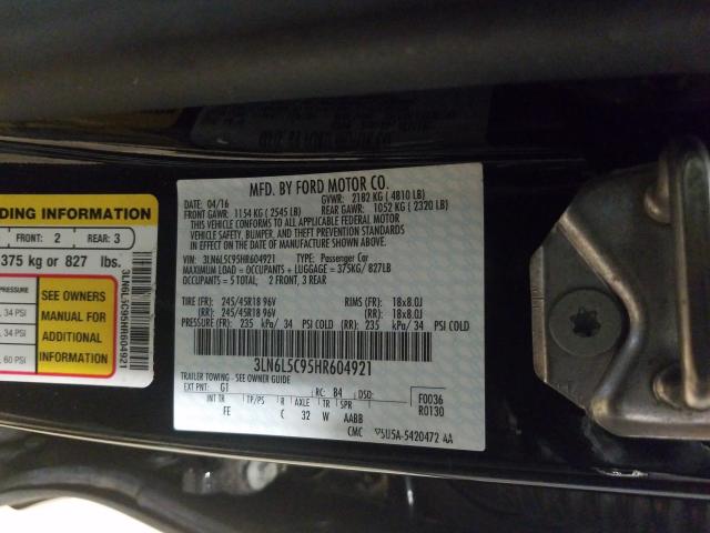 Photo 9 VIN: 3LN6L5C95HR604921 - LINCOLN MKZ SELECT 