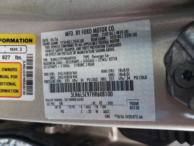 Photo 11 VIN: 3LN6L5C97HR608100 - LINCOLN MKZ SELECT 