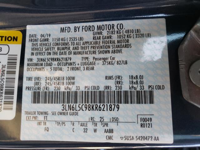 Photo 9 VIN: 3LN6L5C98KR621879 - LINCOLN MKZ 