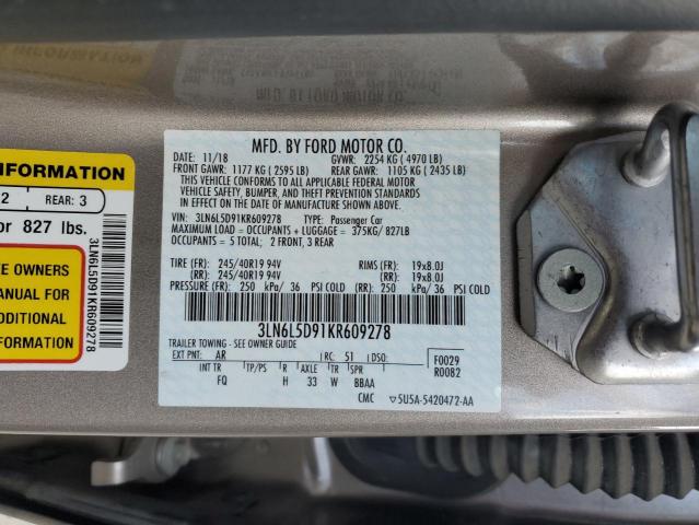 Photo 11 VIN: 3LN6L5D91KR609278 - LINCOLN MKZ RESERV 