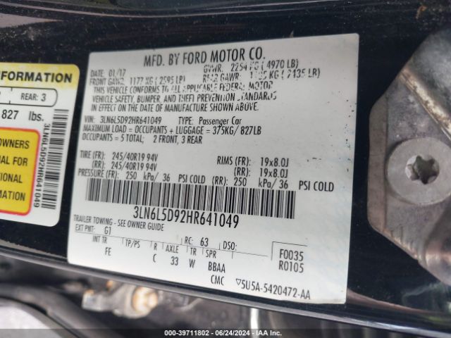 Photo 8 VIN: 3LN6L5D92HR641049 - LINCOLN MKZ 