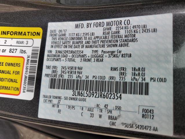 Photo 12 VIN: 3LN6L5D92JR602354 - LINCOLN MKZ SELECT 