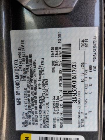 Photo 11 VIN: 3LN6L5D9XHR612933 - LINCOLN MKZ SELECT 